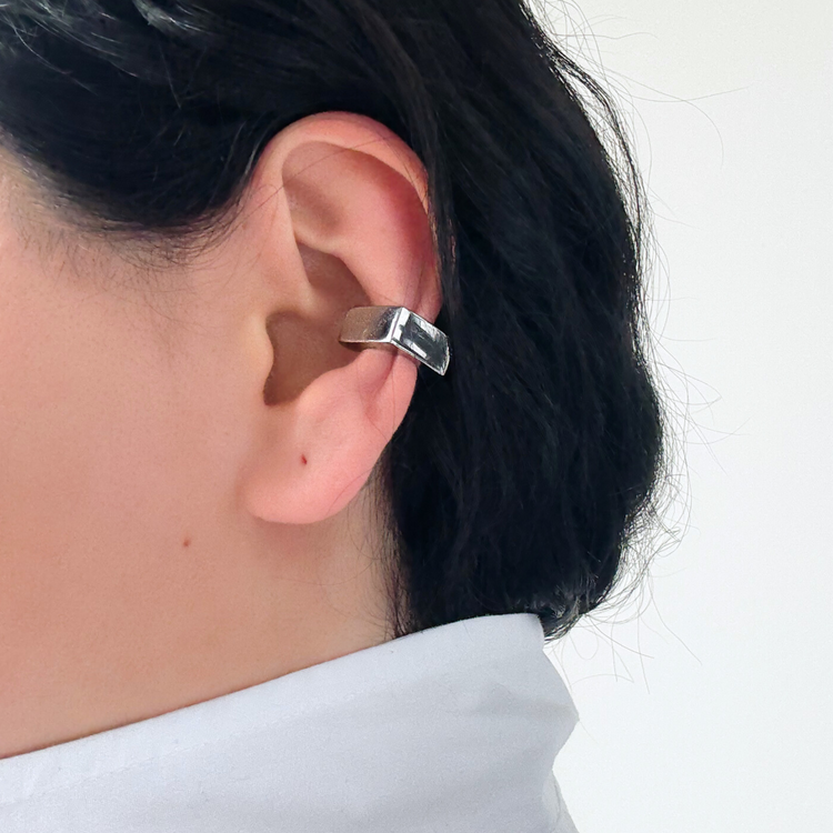 Silver Square Ear Cuff