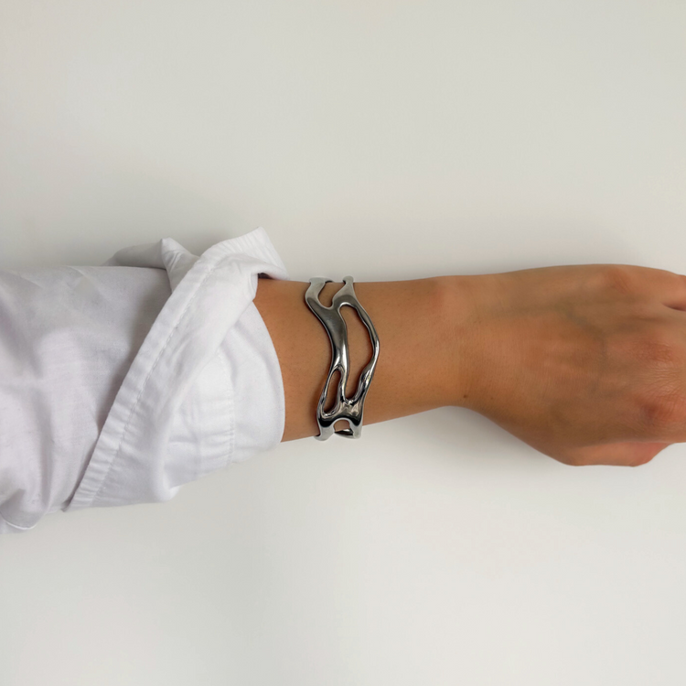 Silver Wave Cuff Bracelet
