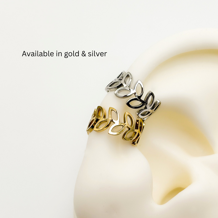 Silver Leaf Ear Cuff