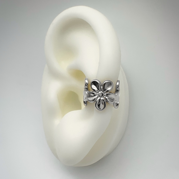 Silver Flower Ear Cuff