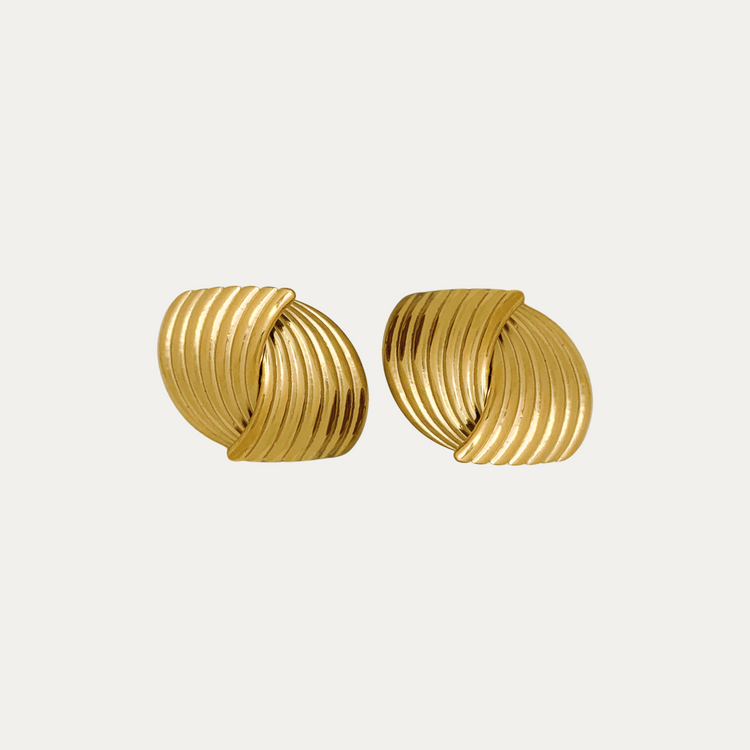 Chunky Love Knot Gold Stud Earrings
