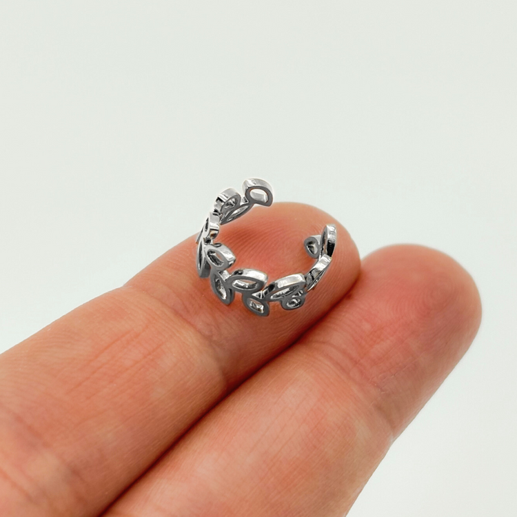 Silver Leaf Ear Cuff