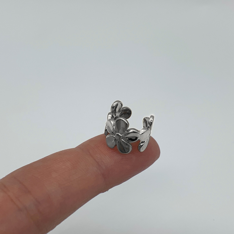 Silver Flower Ear Cuff