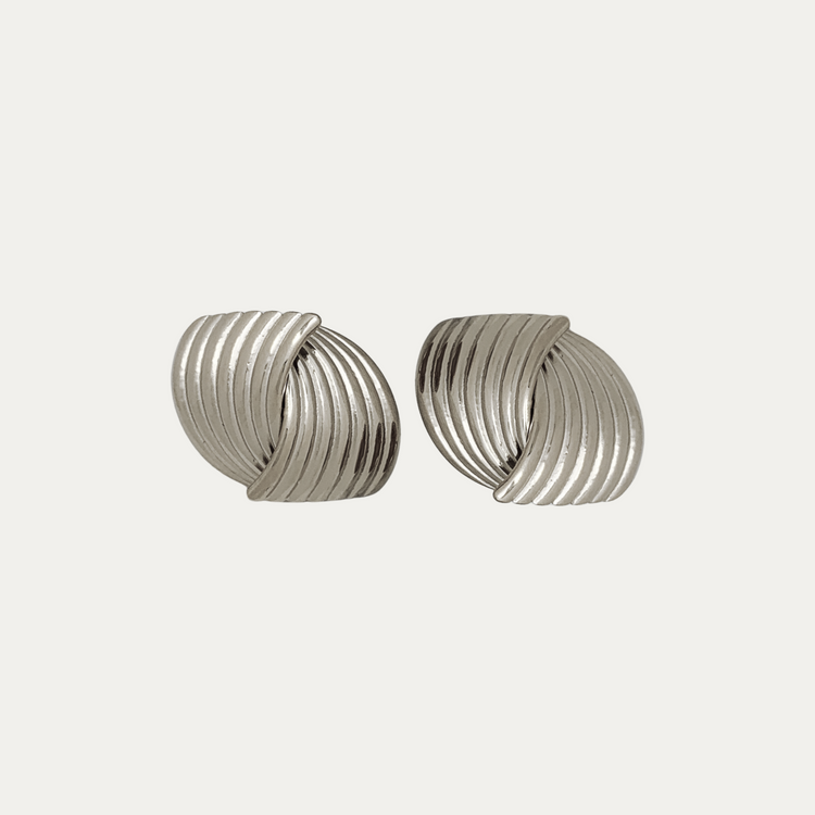 Chunky Love Knot Silver Stud Earrings