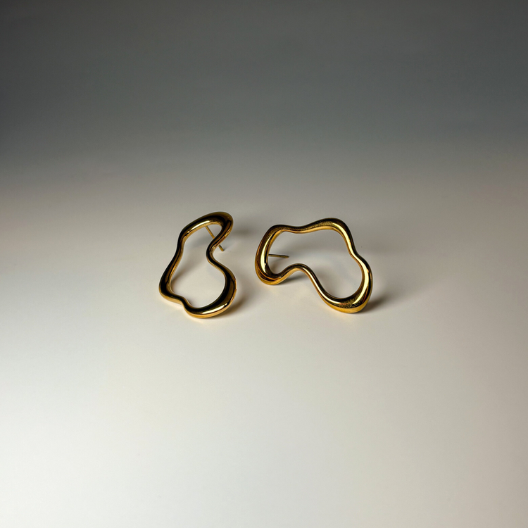 Big Gold Wave Stud Earrings