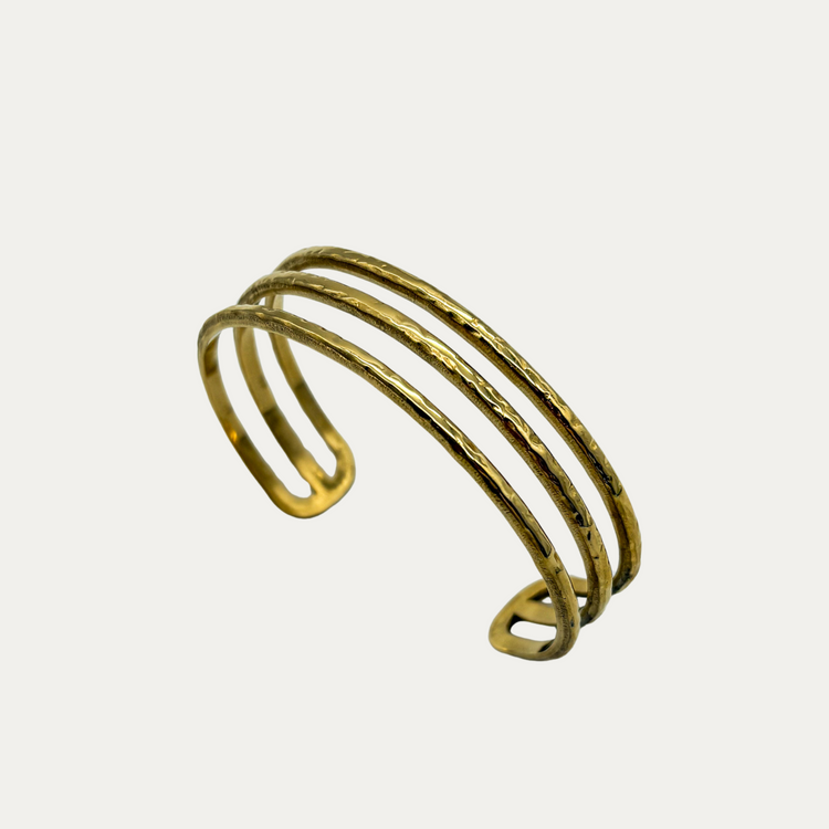 Multi-Strand hammered gold cuff bracelet