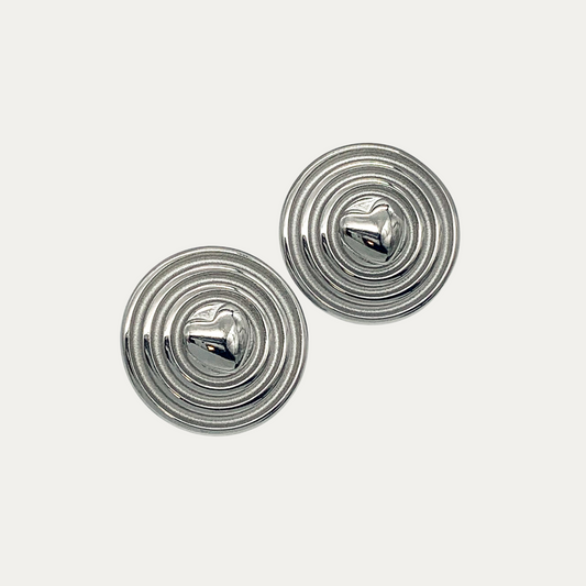 Chunky Silver Heart Stud Earrings
