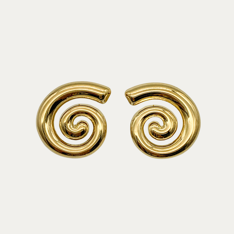 Chunky Gold Spiral Stud Earrings