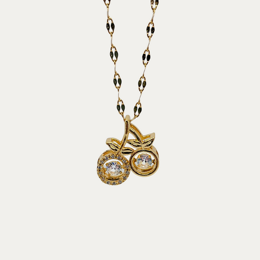 Double Cherry Gold Necklace