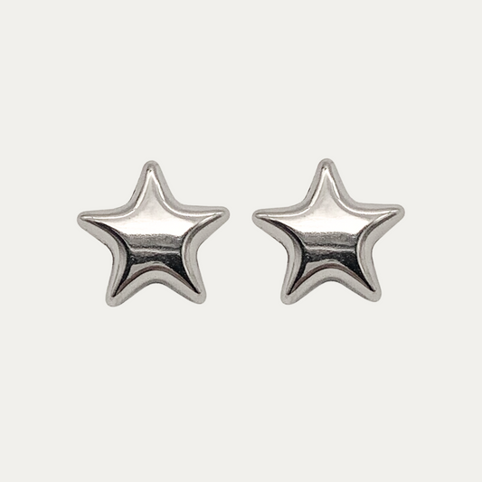 Silver Puffy Stud Earrings