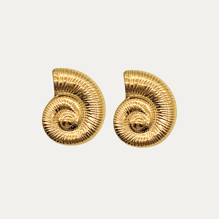 Chunky Gold Seashell Stud Earrings