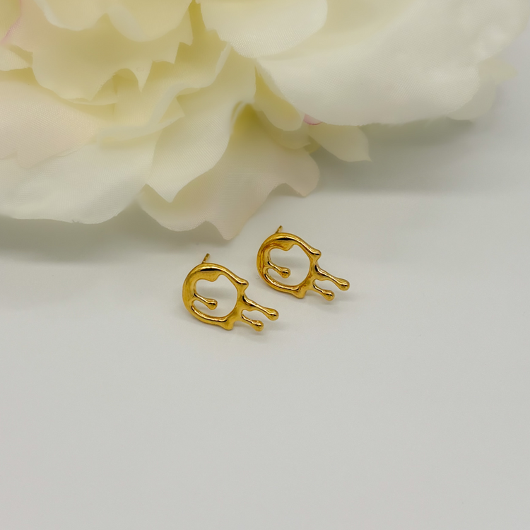 Dainty Drip Gold Stud Earrings