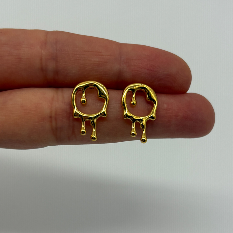 Dainty Drip Gold Stud Earrings