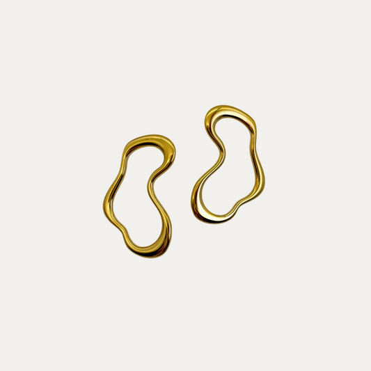 Big Gold Wave Stud Earrings