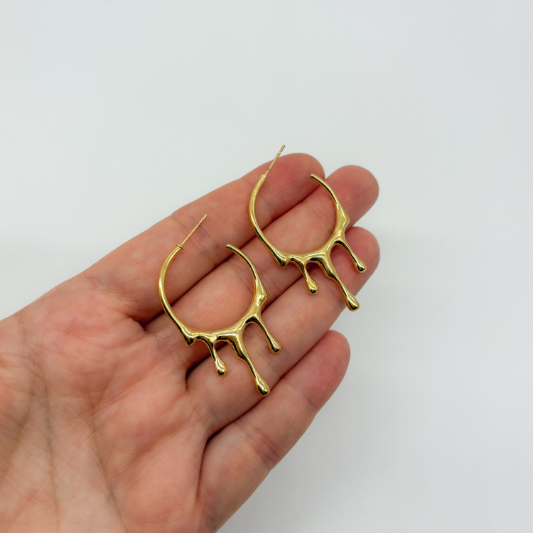 Gold Drip C-Shape Earrings