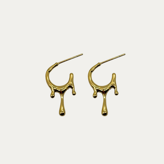Dainty Gold Drip C-Shape Earrings