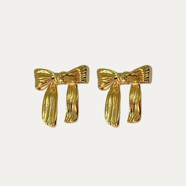 Chunky Gold Bow Stud Earrings