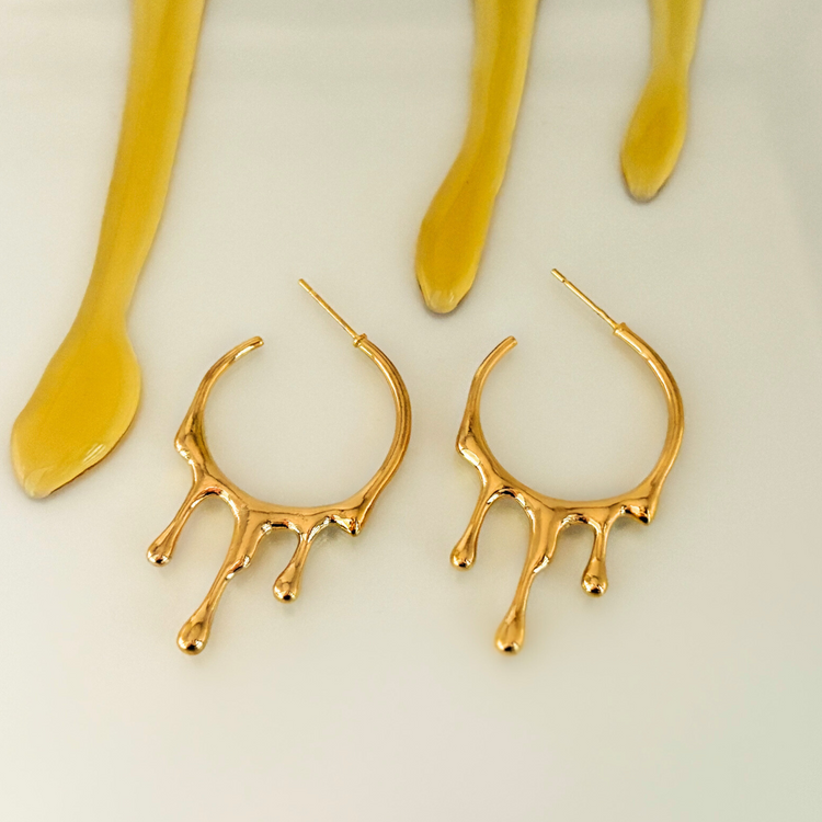 Gold Drip C-Shape Earrings