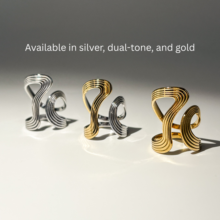 Wide Silver Wave Ring