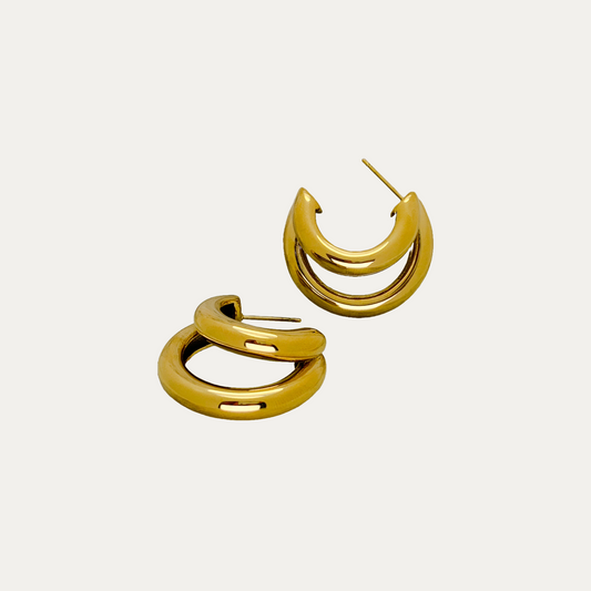 Gold Chunky Double C-Shape Earrings