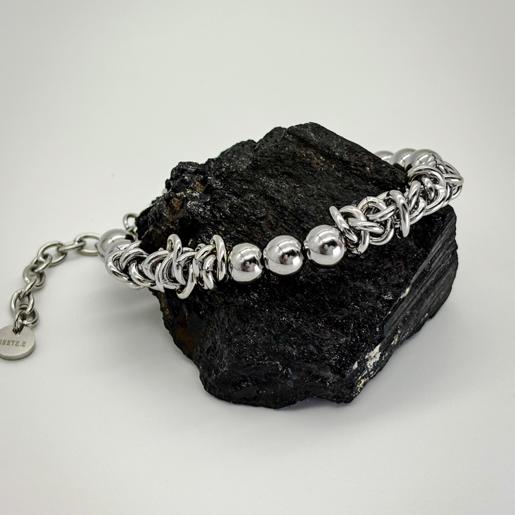 Men's Silver Beaded Bracelet