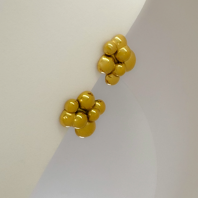 Gold Bubble Statement Stud Earrings