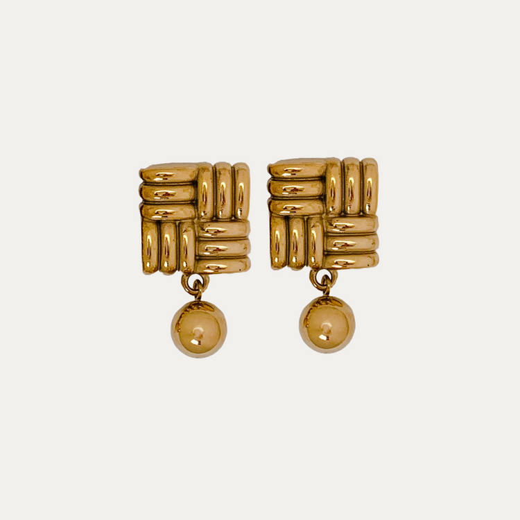 Chunky Square Gold Stud Earrings