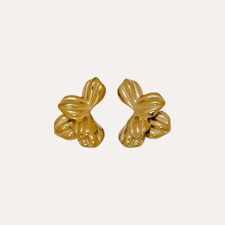 Floral Gold Stud Earrings