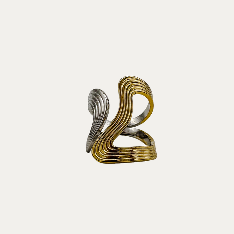 DUAL-TONE THICK WAVE RING