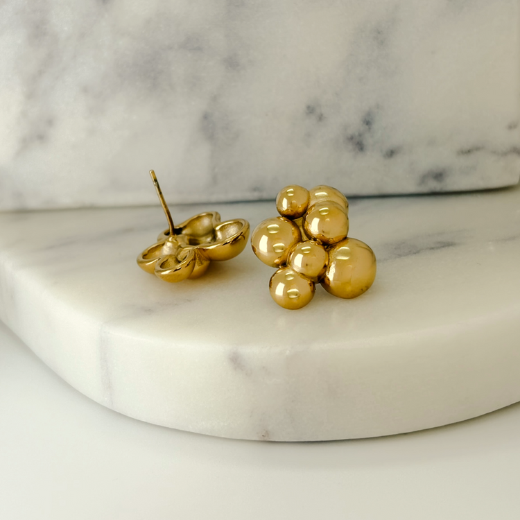Gold Bubble Statement Stud Earrings
