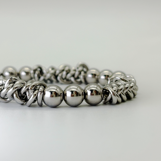 Men's Silver Beaded Bracelet
