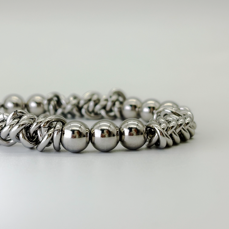 Men's Silver Beaded Bracelet