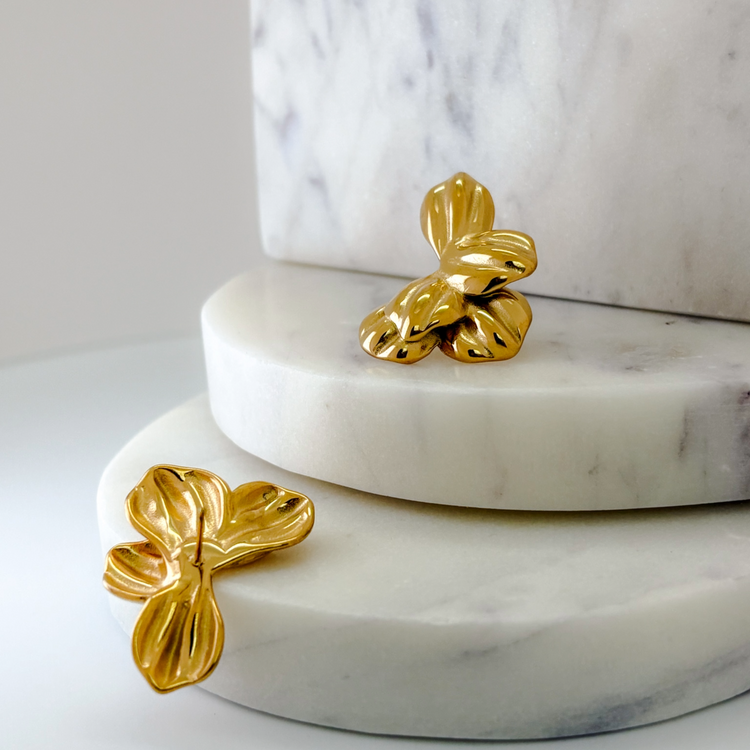 Floral Gold Stud Earrings