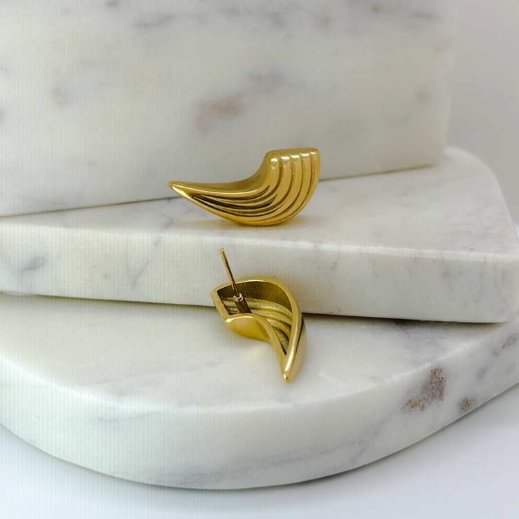 Gold Wing Stud Earrings