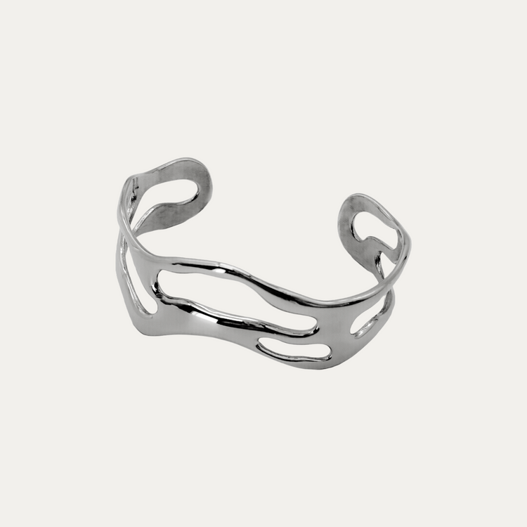 Silver Wave Cuff Bracelet
