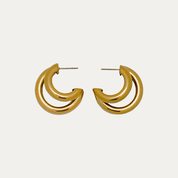 Gold Chunky Double C-Shape Earrings