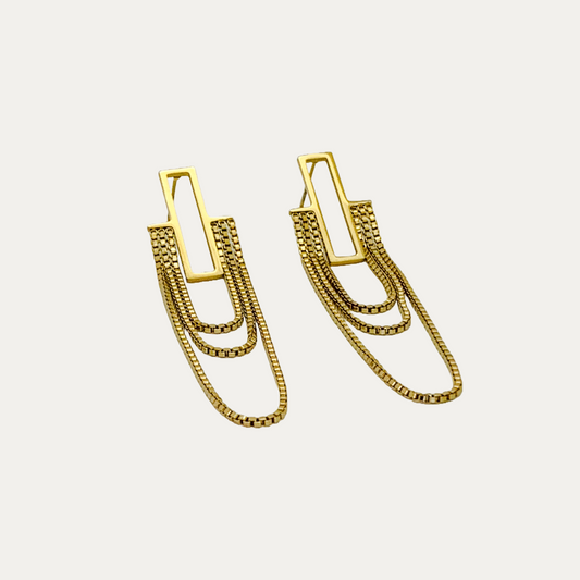 Drop Gold Chain Stud Earrings