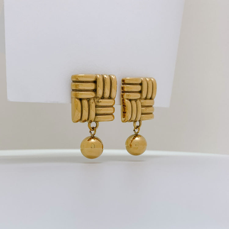 Chunky Square Gold Stud Earrings