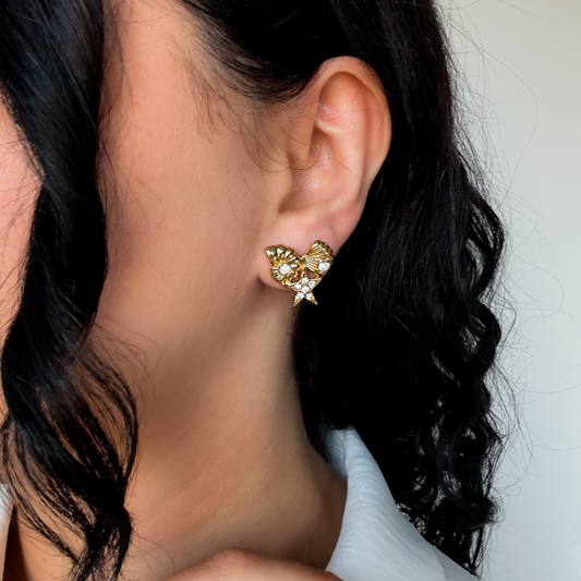 Chunky Gold Seashell Stud Earrings