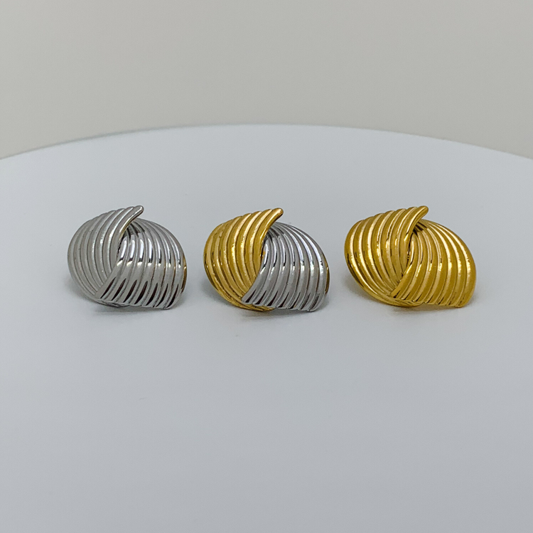 Chunky Love Knot Silver Stud Earrings