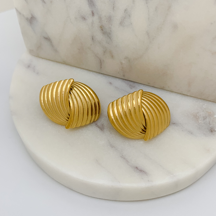 Chunky Love Knot Gold Stud Earrings