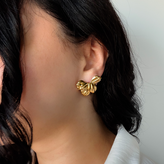 Floral Gold Stud Earrings