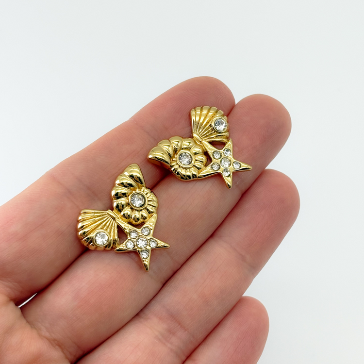 Chunky Gold Seashell Stud Earrings