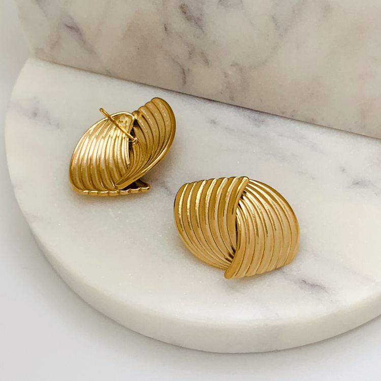 Chunky Love Knot Gold Stud Earrings