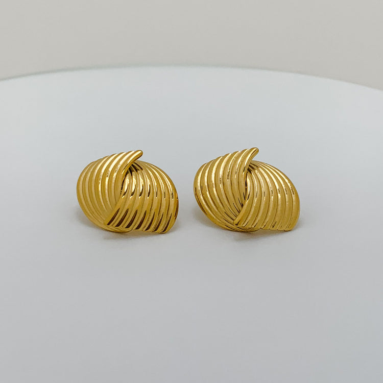 Chunky Love Knot Gold Stud Earrings