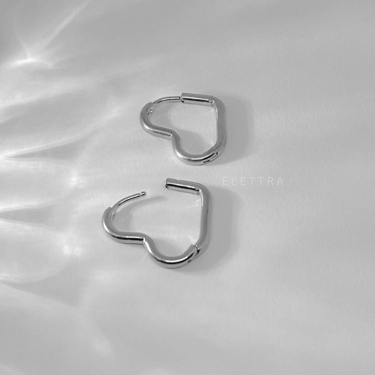 Silver Heart Hoop Earrings