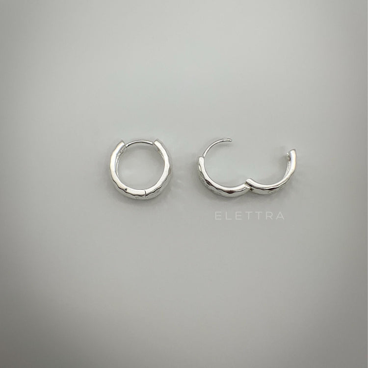 Hammered Silver Huggie Earrings
