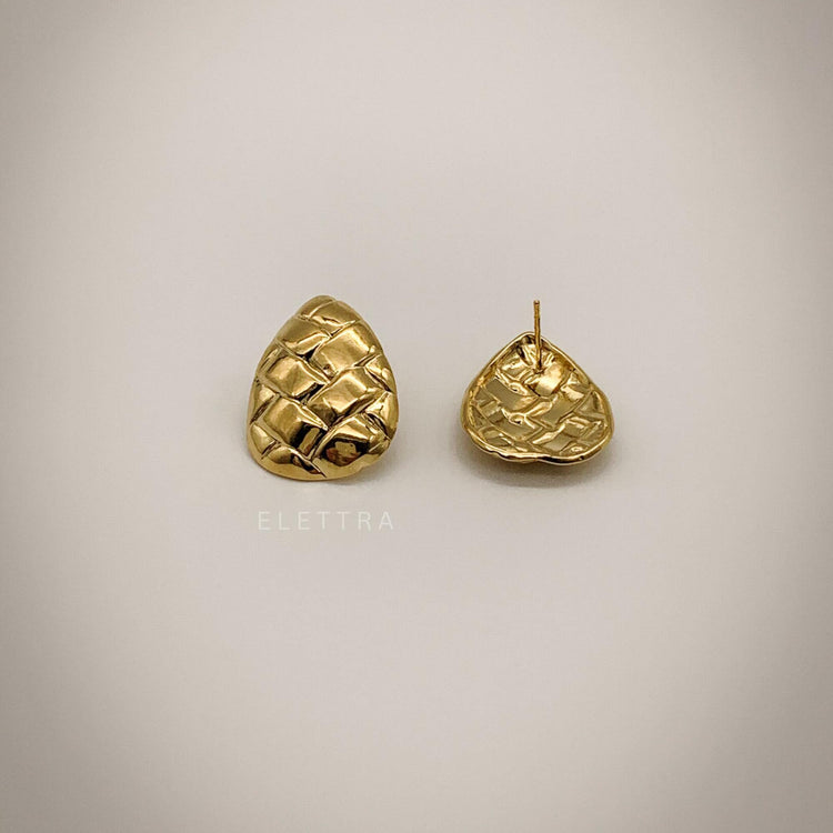 Gold Teardrop Woven Stud Earrings