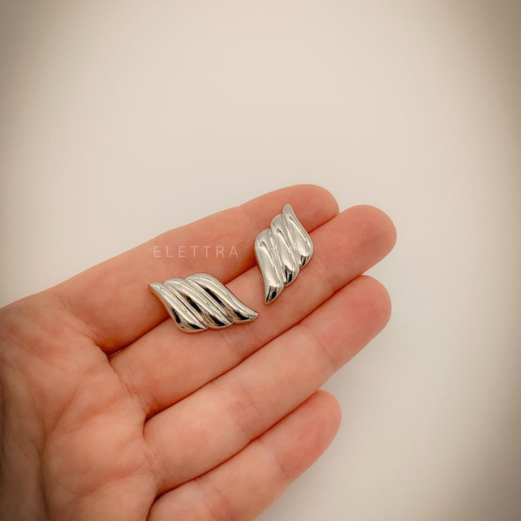 Silver Wave Stud Earrings