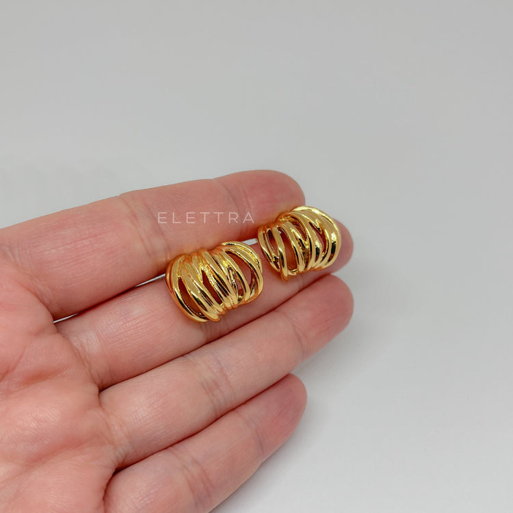 Multi Strand Gold Stud Earrings